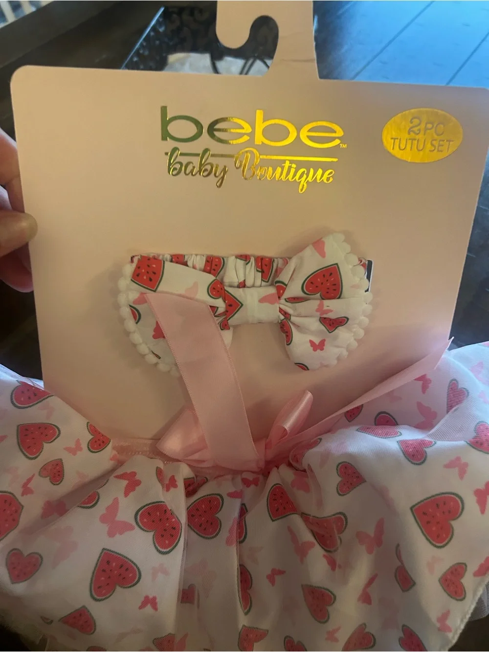 Bebe Baby Boutique 2 PC Tutu Set Pink Watermelon Butterfly NWT